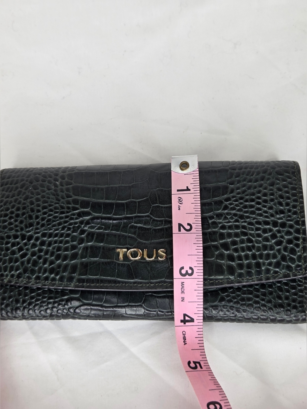 TOUS Dark Green Croc-Embossed Leather Wallet - Picture 16 of 16